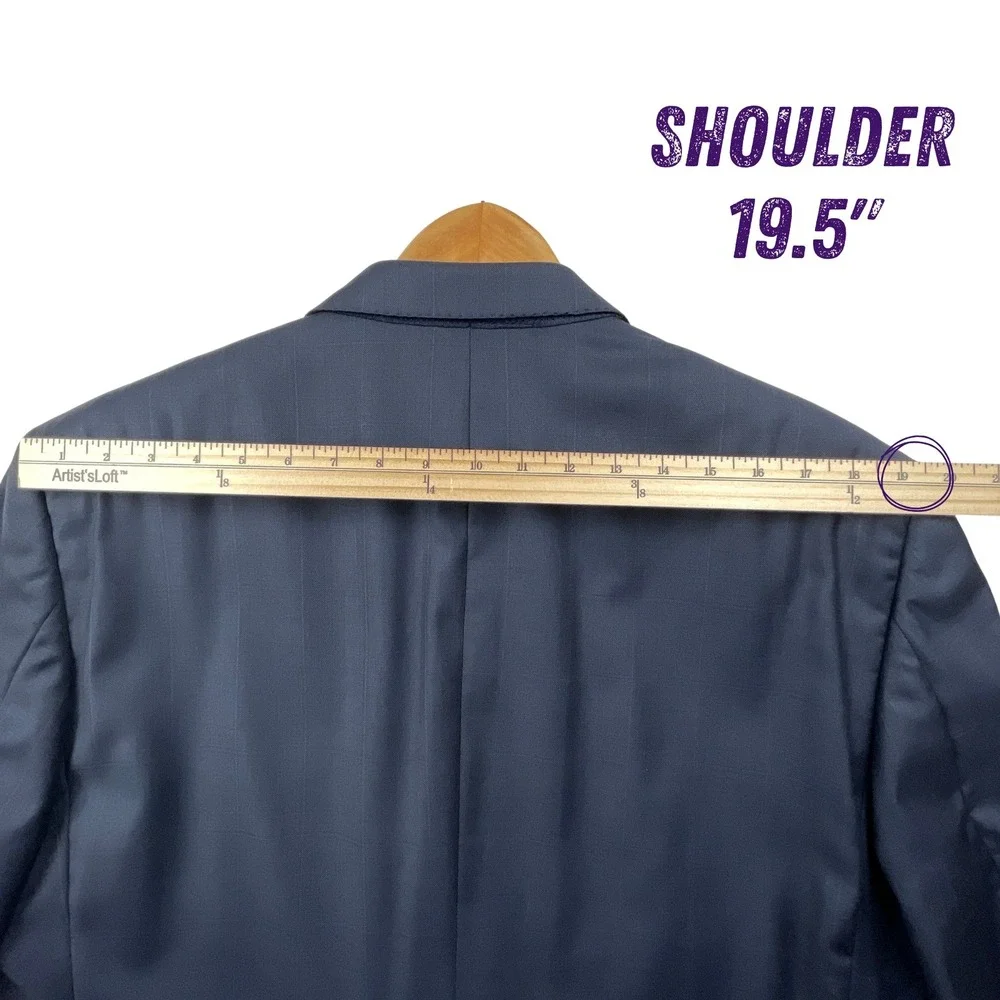 Jos. A.‎ Bank Signature Gold Gordon 44L Blazer Wool WP Plaid Jacket Navy *Flaw